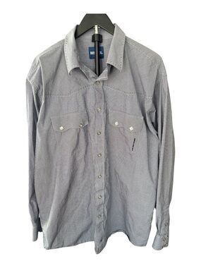 Resistol men’s blue and white plaid western snap button down long sleeve Size XL